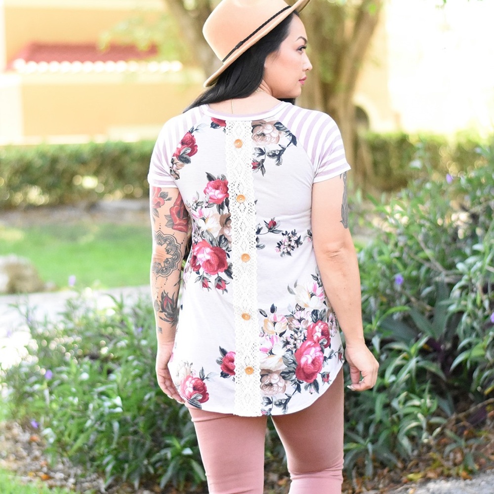 Cream Floral Tee - Picture 3 of 3